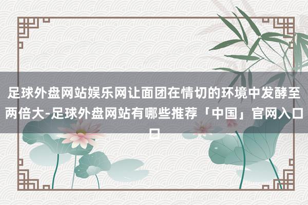足球外盘网站娱乐网让面团在情切的环境中发酵至两倍大-足球外盘网站有哪些推荐「中国」官网入口