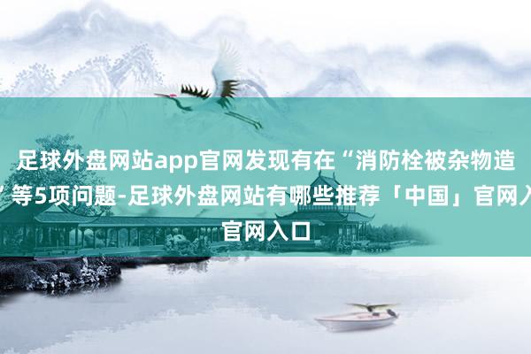 足球外盘网站app官网发现有在“消防栓被杂物造反”等5项问题-足球外盘网站有哪些推荐「中国」官网入口